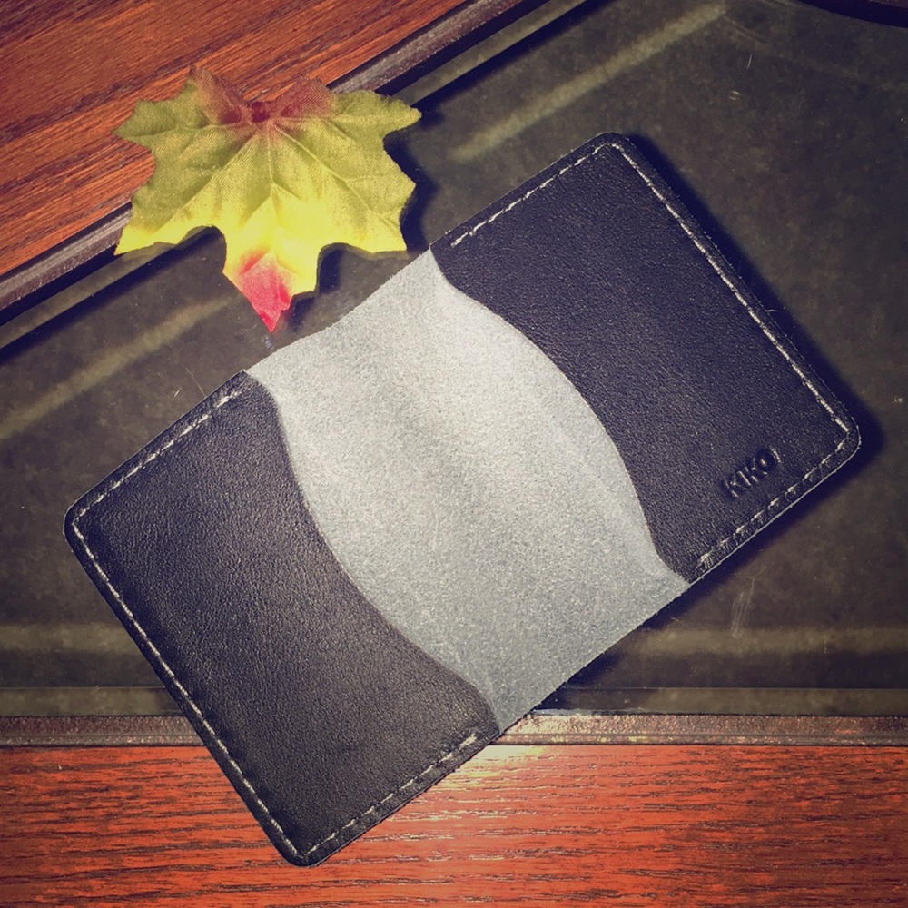 KIKO black leather minimalist wallet NWT
